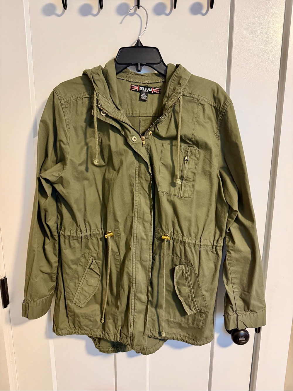 Olive Green Hooded Anorak Jacket for Women size XL